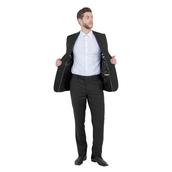 Azzuro's Premium Polyester Slim Fit 2pc Mens Suit, Black - Picture 3 of 5